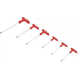 Tournevis avec poignée en T | profil en T (pour Torx) avec perçage frontal T10 - T40 | 6 pièces