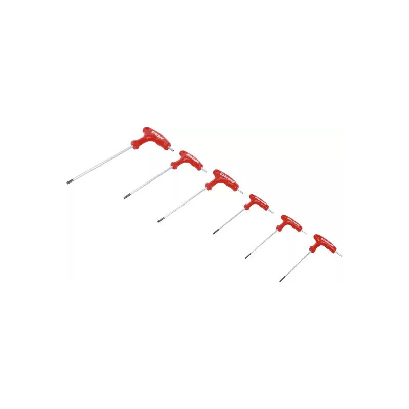 Tournevis avec poignée en T | profil en T (pour Torx) avec perçage frontal T10 - T40 | 6 pièces