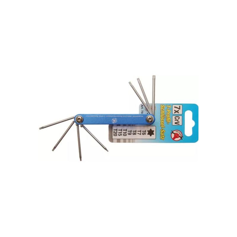 Jeu de clés repliables | profil en T (pour Torx) T6 - T20 | 7 pièces Jeu de clés repliables | profil en T (pour Torx) T6 - T20 | 7 pièces
