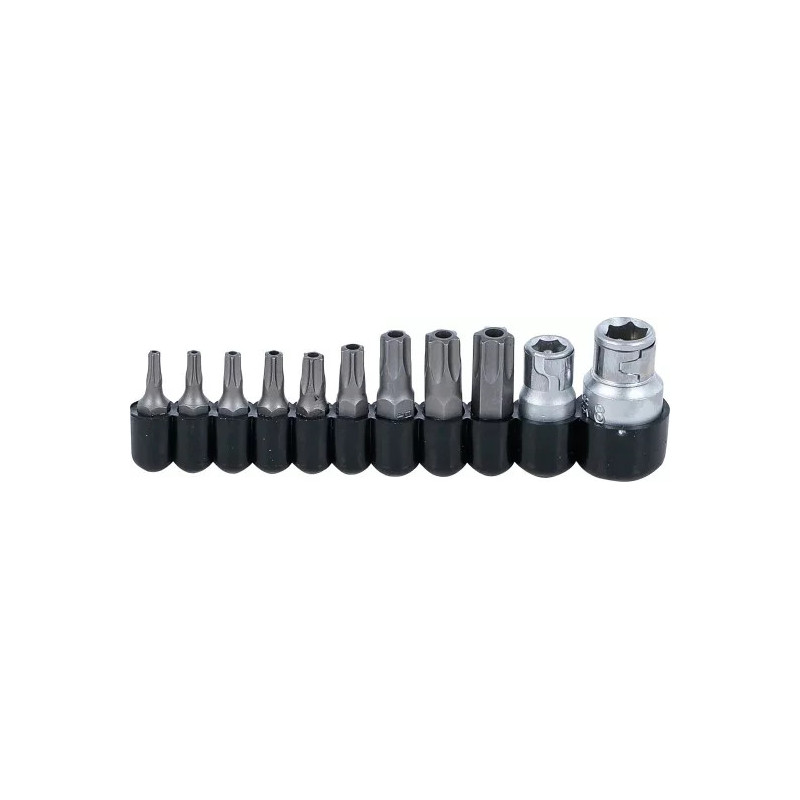 Jeu d’embouts | 6,3 mm (1/4") / 10 mm (3/8") | Profil T (pour Torx) avec perçage | 11 pièces Jeu d’embouts | 6,3 mm (1/4") / 10 mm (3/8") | Profil T (pour Torx) avec perçage | 11 pièces
