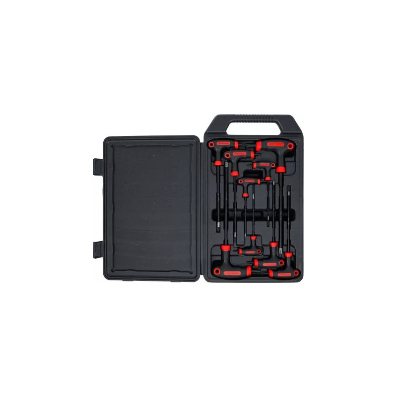 Tournevis avec poignée en T | Profil en T (pour Torx) avec perçage frontal | T10 - T50 | 9 pièces