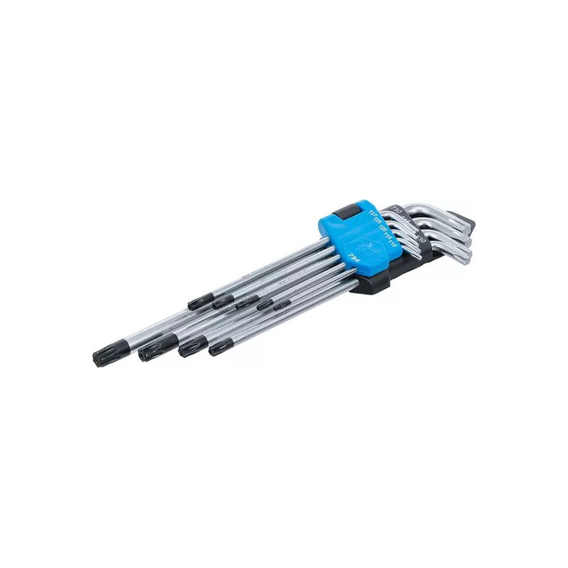 Jeu de clés allen | extra longues | Profil T (pour Torx) avec perçage T10 - T50 | 9 pièces Jeu de clés allen | extra longues | Profil T (pour Torx) avec perçage T10 - T50 | 9 pièces