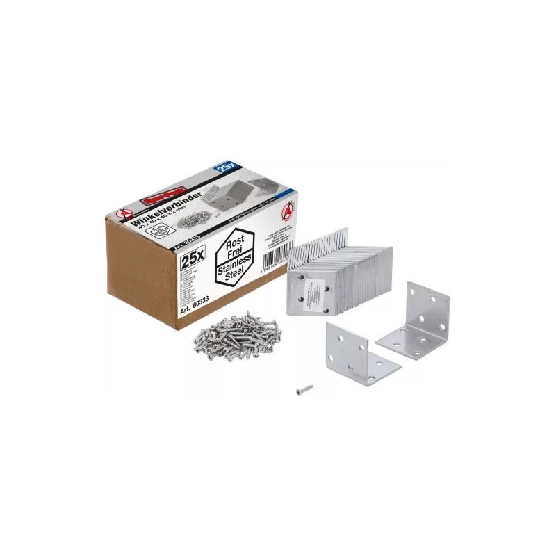 Connecteur d’angle | inoxydable | 40 x 40 x 40 mm | Pack économie | 25 pièces Connecteur d’angle | inoxydable | 40 x 40 x 40 mm | Pack économie | 25 pièces