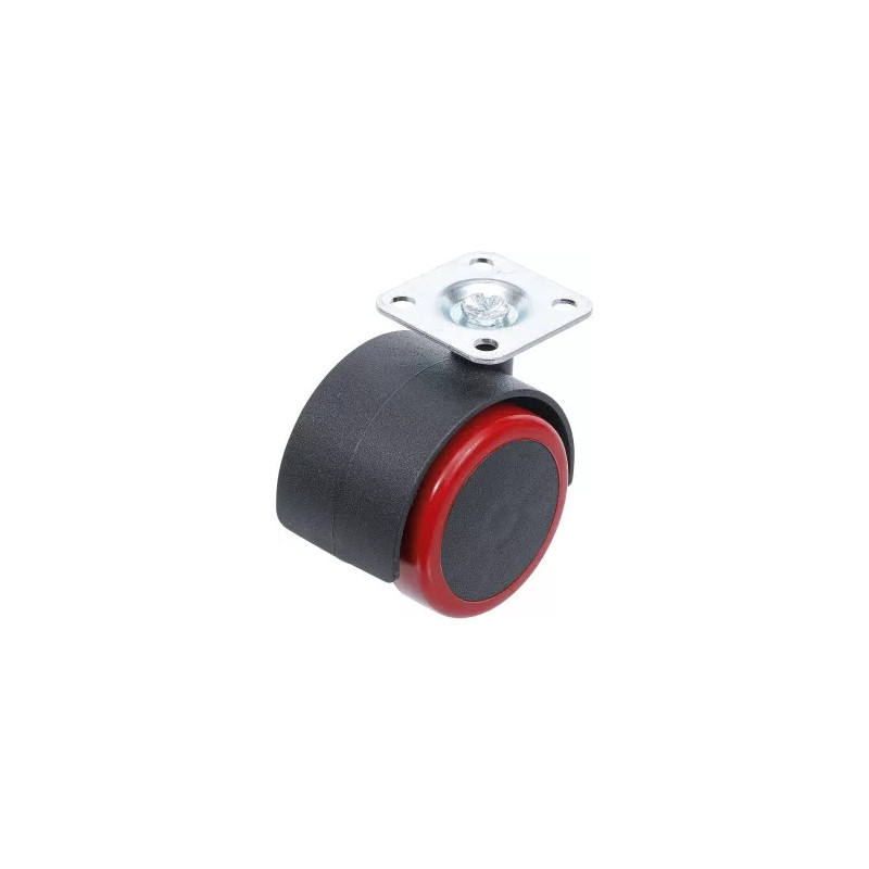 Roue double / pivotante | rouge/noire | 50 mm Roue double / pivotante | rouge/noire | 50 mm
