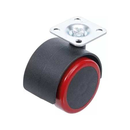 Roue double / pivotante | rouge/noire | 50 mm