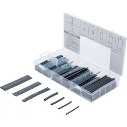 Assortiment de gaines thermo-rétractables | noires | 127 pièces
