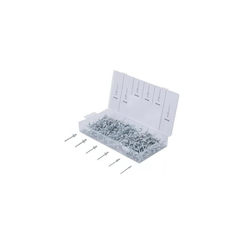 Assortiment de rivets pop | aluminium | 2,4 - 4,8 mm | 400 pièces Assortiment de rivets pop | aluminium | 2,4 - 4,8 mm | 400 pièces