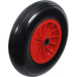 Roue de brouette | PU, rouge/noir | 400 mm