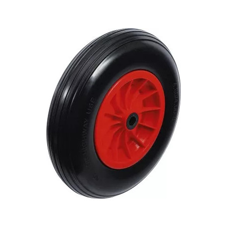 Roue de brouette | PU, rouge/noir | 400 mm