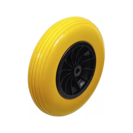 Roue de brouette | PU, jaune/noir | 400 mm