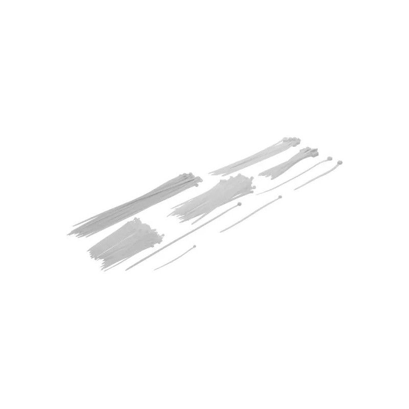 Assortiment de colliers plastique | blanc | 100 - 300 mm | 250 pièces