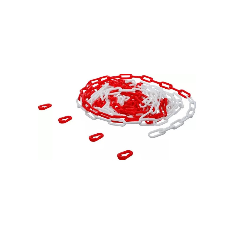 Chaîne de barrage | rouge / blanc | 4 mousquetons | matière plastique | 7,5 m