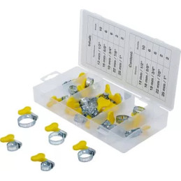 Assortiment de colliers avec écrou papillon | 26 pièces