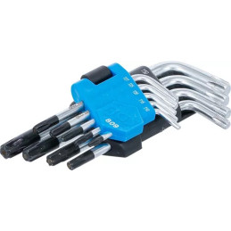 Jeu de clés allen | courtes | Profil T (pour Torx) avec perçage T10 - T50 | 9 pièces