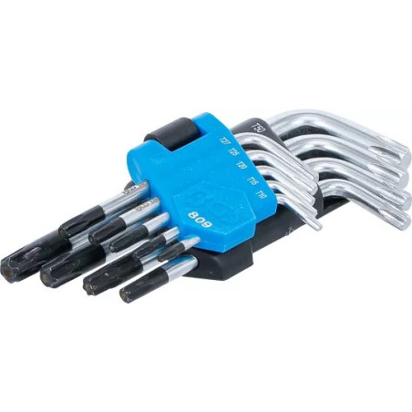 Jeu de clés allen | courtes | Profil T (pour Torx) avec perçage T10 - T50 | 9 pièces