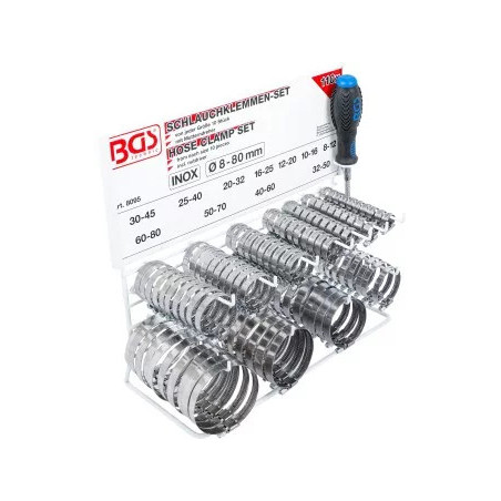 Assortiment de colliers | inoxydable | sur tableau | 111 pièces