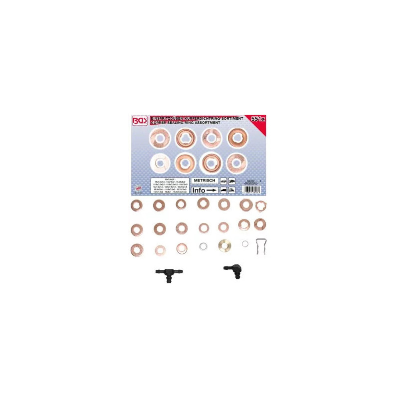 Assortiment de joints en cuivre pour injecteur | 551 pièces Assortiment de joints en cuivre pour injecteur | 551 pièces