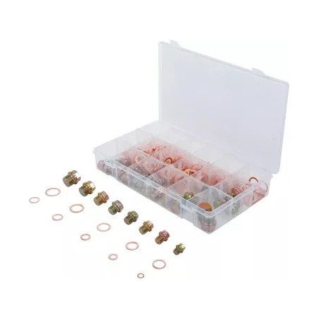 Assortiment de bouchons de vidange avec joints cuivre | 534 pièces