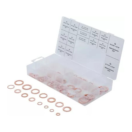 Assortiment de joints d’étanchéité | cuivre | en pouces | pour bouchons de vidange | 75 pièces