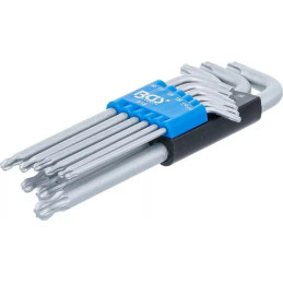 Jeu de clés allen | Profil T (pour Torx) avec tête sphérique T10 - T50 | 9 pièces