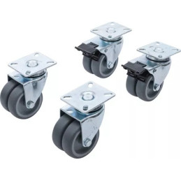 Jeu de roulettes doubles de direction | pour fauteuils de plage/meubles en palettes | Ø 75 mm | 4 pièces