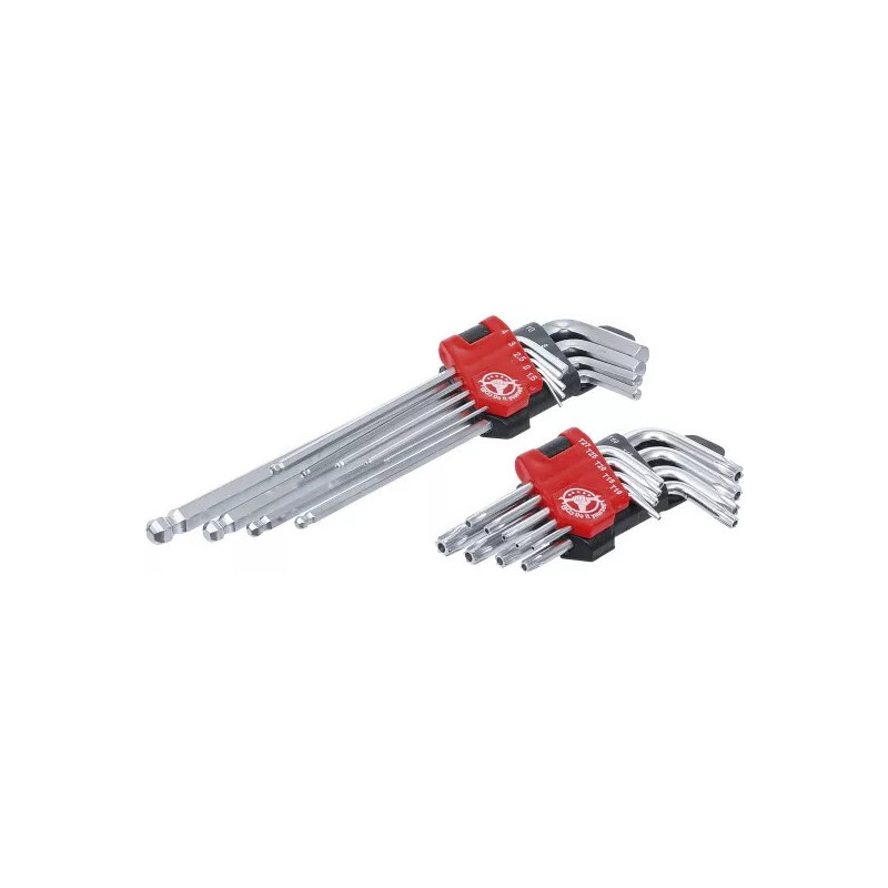 Jeu de clés allen | longues | profil T (pour Torx) T10 – T50 / six pans femelle 1,5 - 10 mm | 18 pièces Jeu de clés allen | longues | profil T (pour Torx) T10 – T50 / six pans femelle 1,5 - 10 mm | 18 pièces