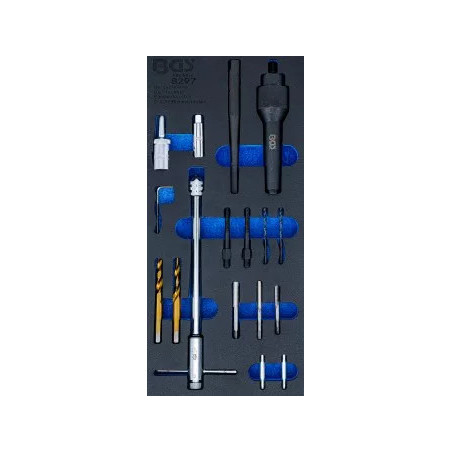 Insert de servante d'atelier 1/3 : Kit de réparation de filets et de démontage de bougies de préchauffe | M8 & M10 | 17 pièces