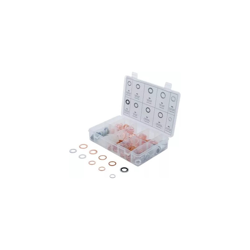 Assortiment de joints d’étanchéité | cuivre, aluminium, nylon | 250 pièces Assortiment de joints d’étanchéité | cuivre, aluminium, nylon | 250 pièces
