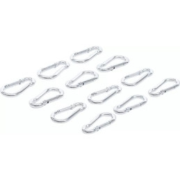 Assortiment de crochets mousquetons | 5 x 50 mm | 12 pièces