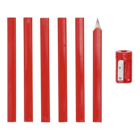 Crayons de menuisier | 175 mm | avec taille-crayon | 7 pièces