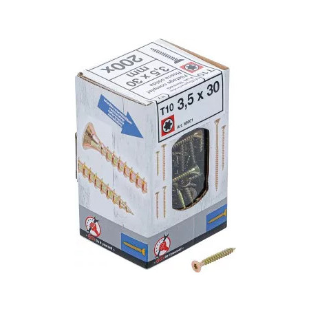 Vis multifonctions | profil en T (pour Torx) T10 | 3,5 x 30 mm | 200 pièces