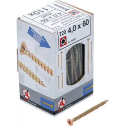 Vis multifonctions | profil en T (pour Torx) T20 | 4,0 x 60 mm | 110 pièces