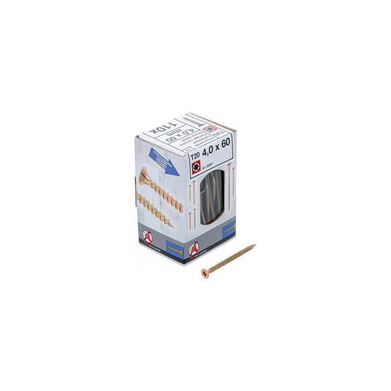 Vis multifonctions | profil en T (pour Torx) T20 | 4,0 x 60 mm | 110 pièces Vis multifonctions | profil en T (pour Torx) T20 | 4,0 x 60 mm | 110 pièces