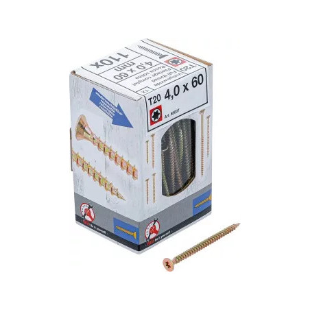 Vis multifonctions | profil en T (pour Torx) T20 | 4,0 x 60 mm | 110 pièces