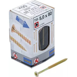 Vis multifonctions | profil en T (pour Torx) T25 | 5,0 x 80 mm | 50 pièces
