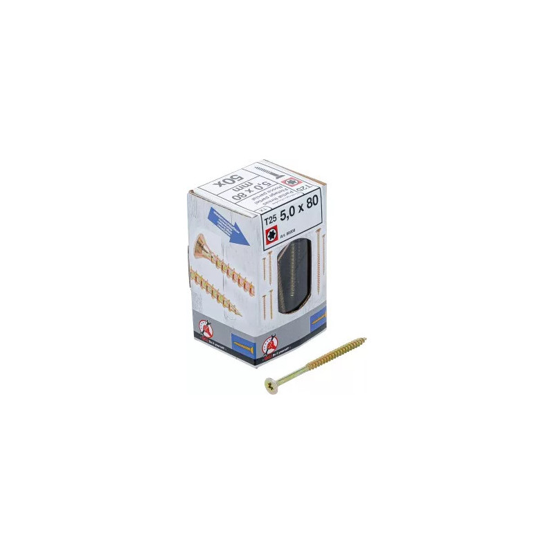 Vis multifonctions | profil en T (pour Torx) T25 | 5,0 x 80 mm | 50 pièces Vis multifonctions | profil en T (pour Torx) T25 | 5,0 x 80 mm | 50 pièces