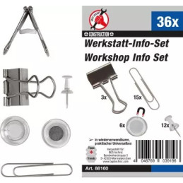 Assortiment matériel de bureau (agrafes de bureau, aimants, aiguilles) | 36 pièces
