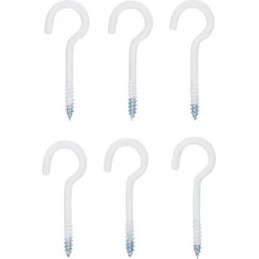 Assortiment de crochets à visser | blanc | revêtement en matière plastique | 60 mm | 6 pièces