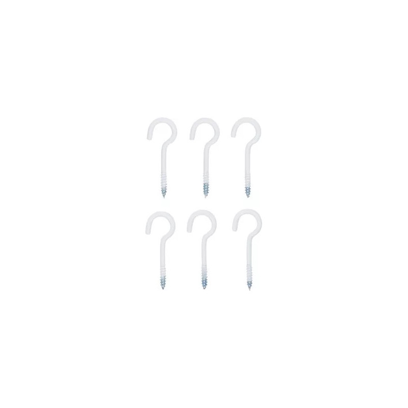 Assortiment de crochets à visser | blanc | revêtement en matière plastique | 60 mm | 6 pièces Assortiment de crochets à visser | blanc | revêtement en matière plastique | 60 mm | 6 pièces