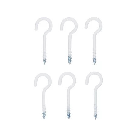 Assortiment de crochets à visser | blanc | revêtement en matière plastique | 60 mm | 6 pièces