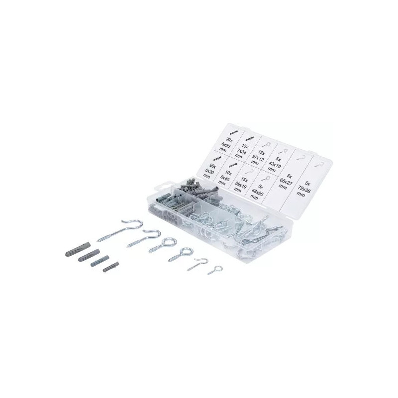 Assortiment de crochets à visser et chevilles | 125 pièces Assortiment de crochets à visser et chevilles | 125 pièces