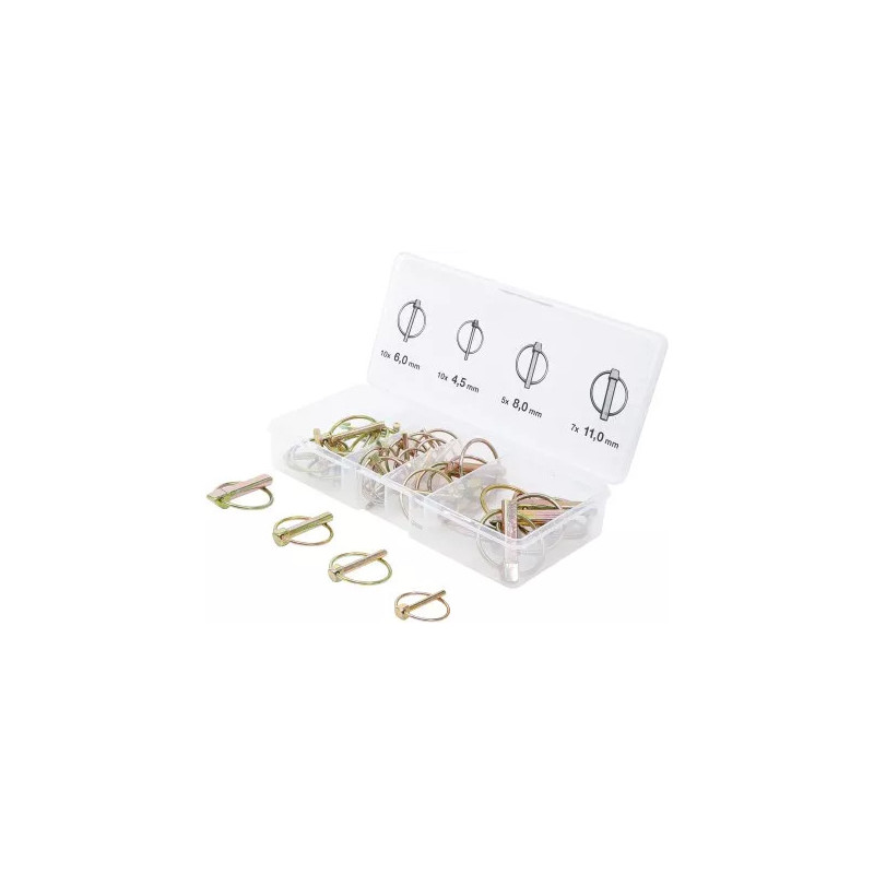 Assortiment de goupilles à clip | Ø boulon 4,5 - 11 mm | 32 pièces Assortiment de goupilles à clip | Ø boulon 4,5 - 11 mm | 32 pièces