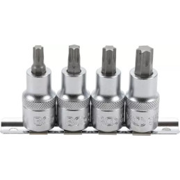 Jeu de douilles à embouts | 12,5 mm (1/2") | Profil T (pour Torx) T40 - T55 | 4 pièces