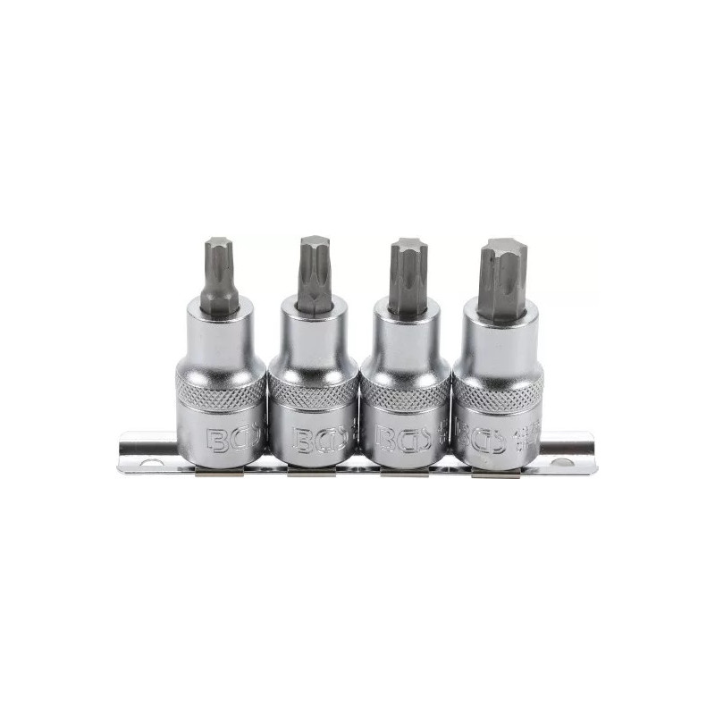 Jeu de douilles à embouts | 12,5 mm (1/2") | Profil T (pour Torx) T40 - T55 | 4 pièces Jeu de douilles à embouts | 12,5 mm (1/2") | Profil T (pour Torx) T40 - T55 | 4 pièces