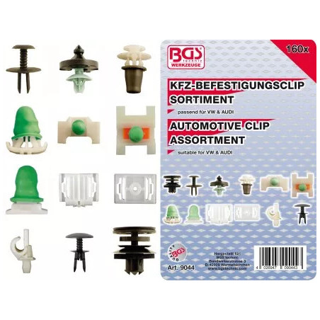 Assortiment de clips de fixation automobiles pour Audi & VW | 160 pièces