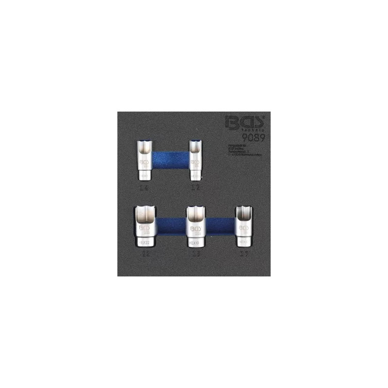 Insert de servante d'atelier 1/6 : Douilles spéciales pour connecteurs de tubes coudés | 5 pièces Insert de servante d'atelier 1/6 : Douilles spéciales pour connecteurs de tubes coudés | 5 pièces