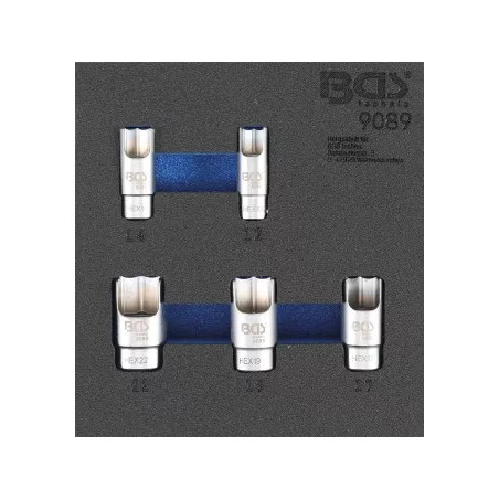 Insert de servante d'atelier 1/6 : Douilles spéciales pour connecteurs de tubes coudés | 5 pièces
