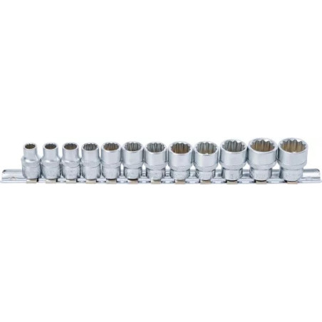 Jeu de Douilles, douze pans | 10 mm (3/8") | 8 - 19 mm | 12 pièces