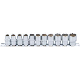 Jeu de Douilles, douze pans | 12,5 mm (1/2") | 10 - 21 mm | 11 pièces
