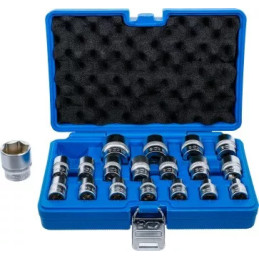 Jeu de Douilles, six pans | 12,5 mm (1/2") | 8 - 32 mm | 19 pièces